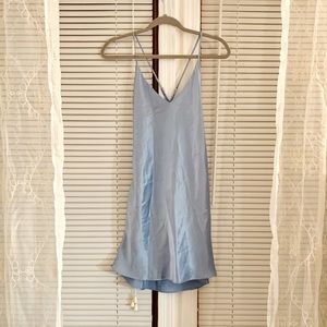 Baby blue Victoria’s Secret backless silk slip M